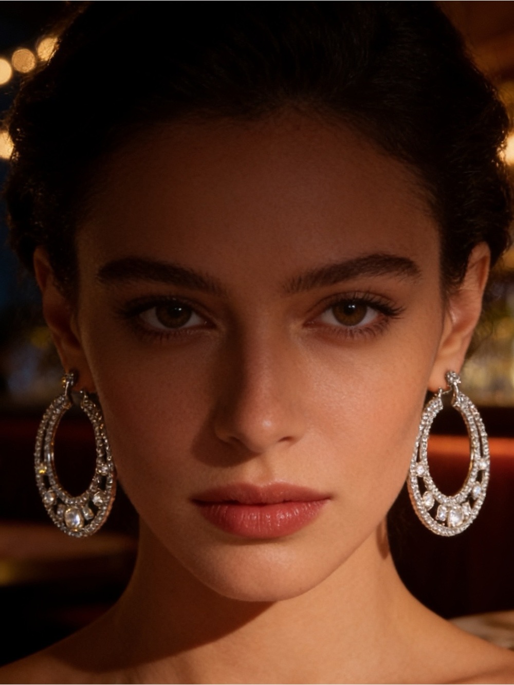 Simply Vera Vera Wang Silver Tone Pavé Crystal 2-Row Hoop Earrings